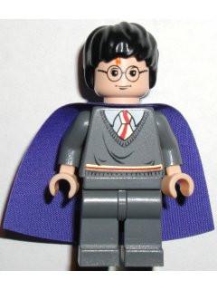 LEGO Minifigure-Harry Potter, Gryffindor Stripe Torso, Dark Bluish Gray Legs, Violet Cape-Harry Potter / Prisoner of Azkaban-HP051-Creative Brick Builders
